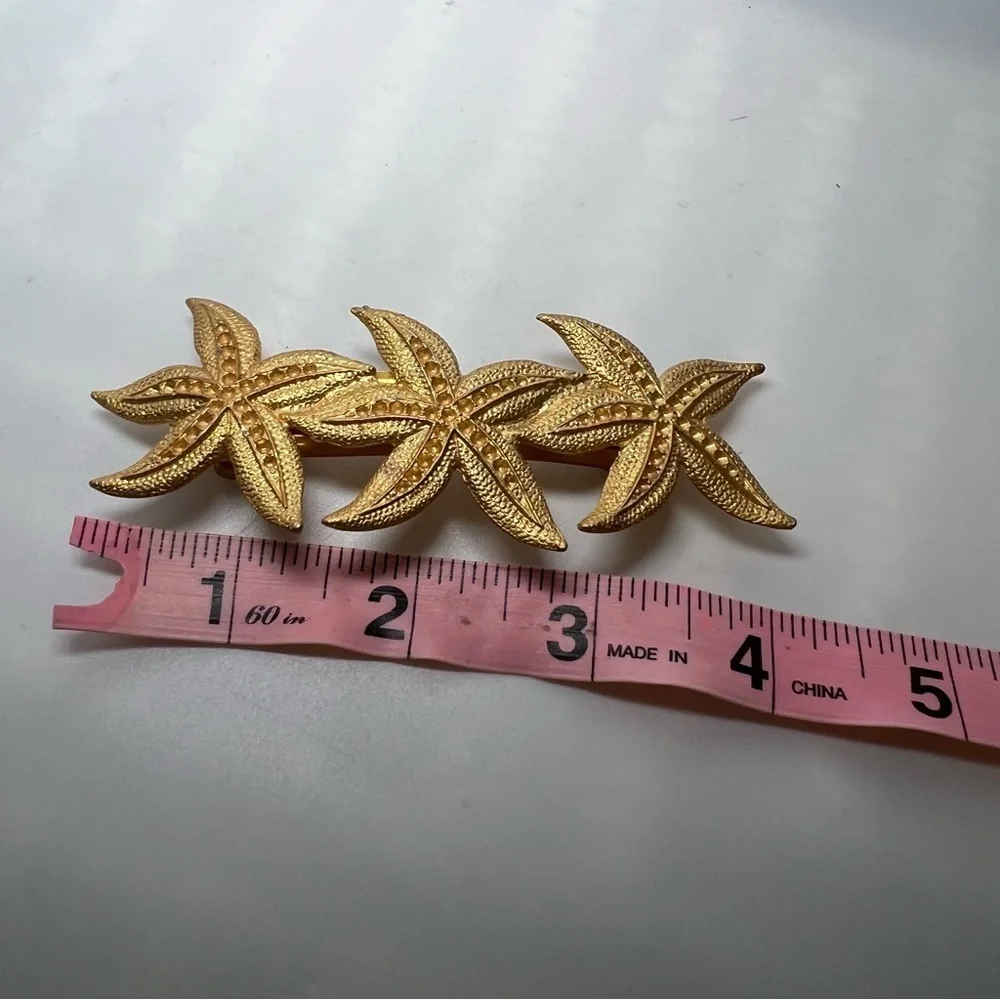Vintage Starfish Gold Plated Hair Brooch